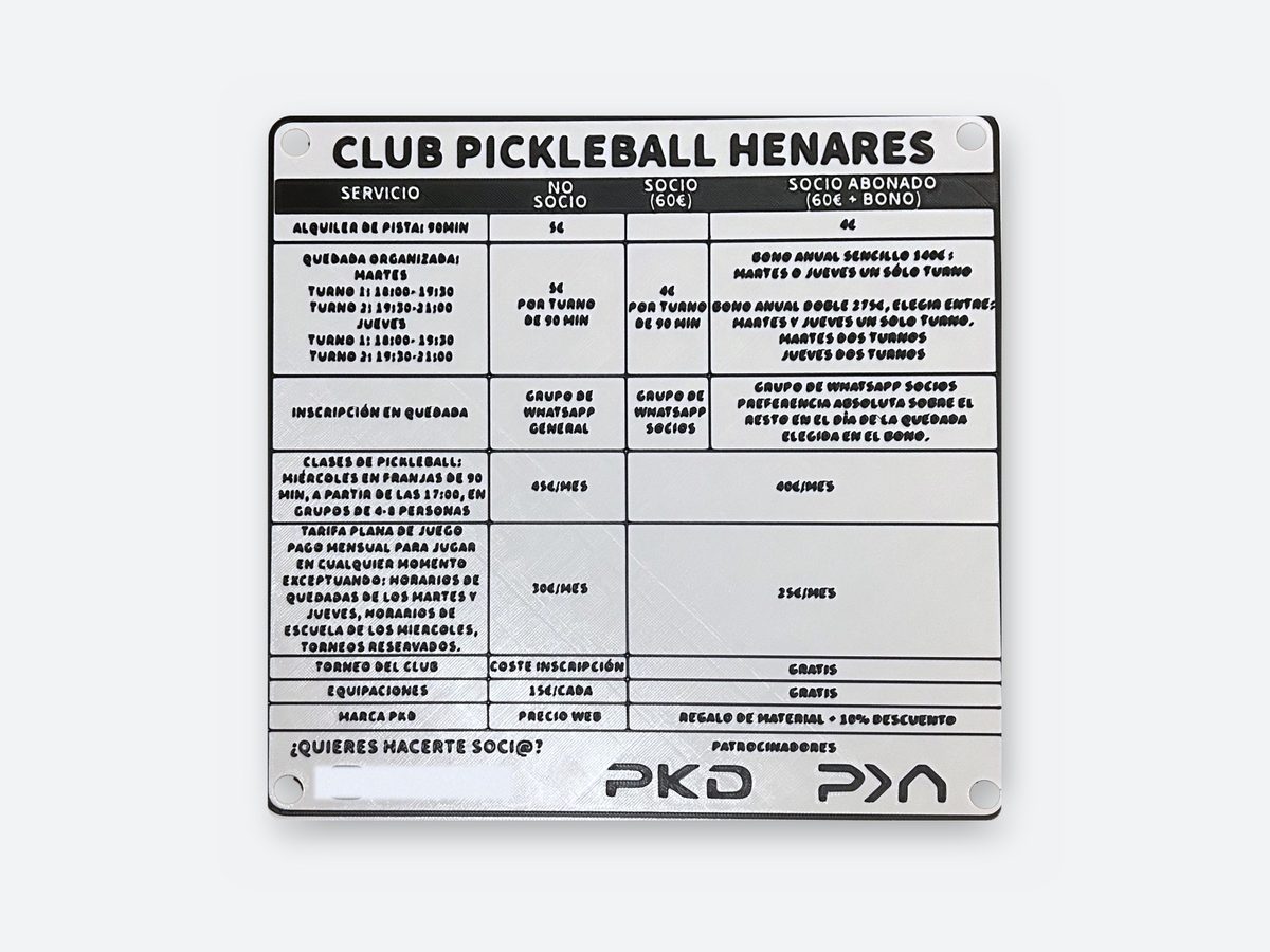 Señal para club de pickleball